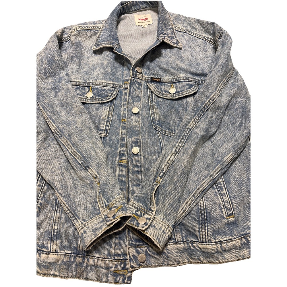 Vintage Wrangler Denim Jacket Unisex Sz Small Blue Acid Wash 80s Y2K
